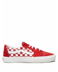 Sneakers basse di tela a quadri bianche e rosse di Vans