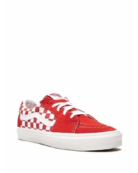 Sneakers basse di tela a quadri bianche e rosse di Vans