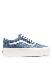 Sneakers basse di tela a quadri blu di Vans