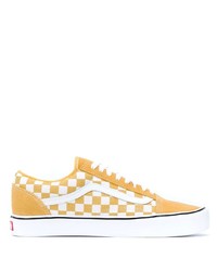 Sneakers basse di tela a quadri gialle di Vans