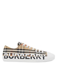 Sneakers basse di tela a quadri marrone chiaro di Burberry