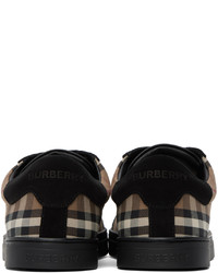 Sneakers basse di tela a quadri marroni di Burberry