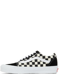 Sneakers basse di tela a quadri nere e bianche di Vans