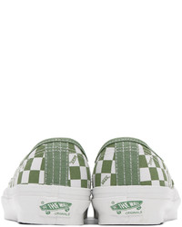Sneakers basse di tela a quadri verde oliva di Vans