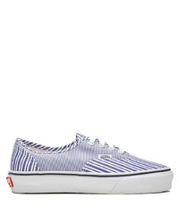 Sneakers basse di tela a righe orizzontali bianche e blu di Vans