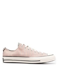 Sneakers basse di tela a righe orizzontali rosa