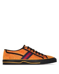 Sneakers basse di tela arancioni di Gucci
