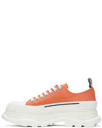 Sneakers basse di tela arancioni di Alexander McQueen