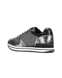 Sneakers basse di tela argento di Trussardi Jeans