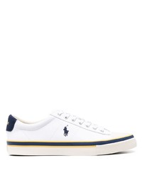 Sneakers basse di tela bianche e blu scuro di Polo Ralph Lauren