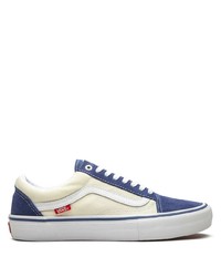 Sneakers basse di tela bianche e blu scuro di Vans