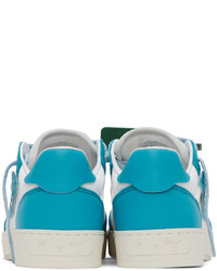 Sneakers basse di tela bianche e blu di Off-White