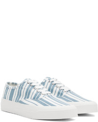 Sneakers basse di tela bianche e blu di MAISON KITSUNÉ