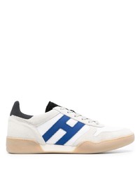 Sneakers basse di tela bianche e blu di Hogan