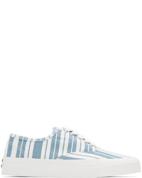 Sneakers basse di tela bianche e blu di MAISON KITSUNÉ