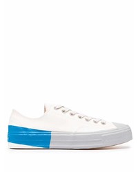 Sneakers basse di tela bianche e blu di MSGM