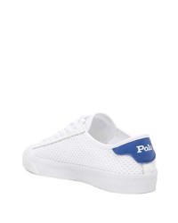 Sneakers basse di tela bianche e blu di Polo Ralph Lauren