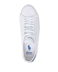 Sneakers basse di tela bianche e blu di Polo Ralph Lauren