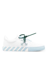 Sneakers basse di tela bianche e blu di Off-White