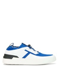 Sneakers basse di tela bianche e blu di Tod's