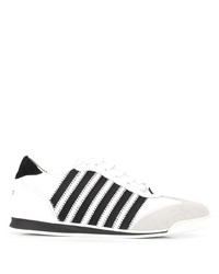 Sneakers basse di tela bianche e nere di DSQUARED2