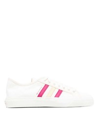 Sneakers basse di tela bianche e rosa