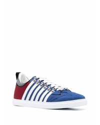 Sneakers basse di tela bianche e rosse e blu scuro di DSQUARED2