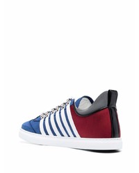Sneakers basse di tela bianche e rosse e blu scuro di DSQUARED2