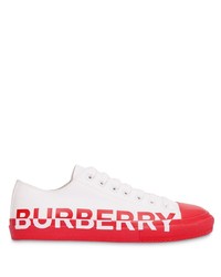 Sneakers basse di tela bianche e rosse di Burberry