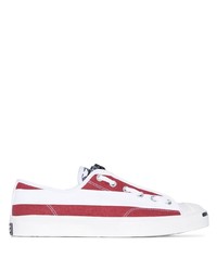 Sneakers basse di tela bianche e rosse di Converse