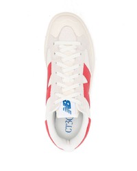 Sneakers basse di tela bianche e rosse di New Balance