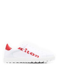 Sneakers basse di tela bianche e rosse di Kiton