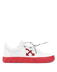 Sneakers basse di tela bianche e rosse di Off-White