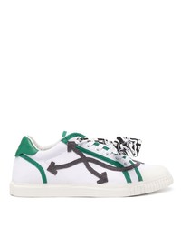 Sneakers basse di tela bianche e verdi di Off-White