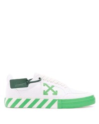 Sneakers basse di tela bianche e verdi di Off-White