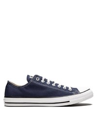 Sneakers basse di tela blu scuro e bianche di Converse