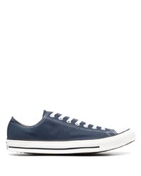 Sneakers basse di tela blu scuro e bianche di Converse