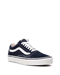 Sneakers basse di tela blu scuro e bianche di Vans