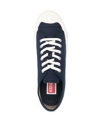 Sneakers basse di tela blu scuro e bianche di Kenzo