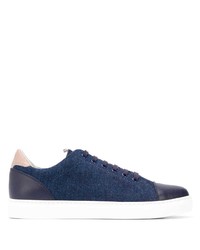 Sneakers basse di tela blu scuro di Brunello Cucinelli