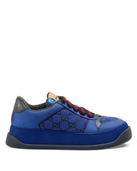 Sneakers basse di tela blu scuro di Gucci