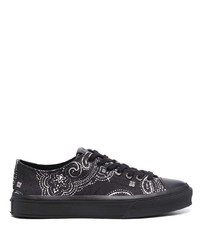 Sneakers basse di tela con stampa cachemire nere di Givenchy
