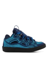 Sneakers basse di tela decorate blu scuro di Lanvin