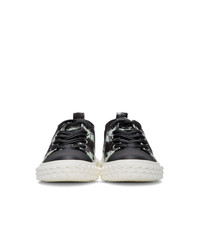 Sneakers basse di tela effetto tie-dye nere e bianche di Giuseppe Zanotti