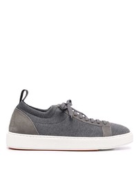 Sneakers basse di tela grigio scuro di Santoni