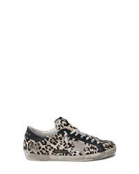 Sneakers basse di tela leopardate beige