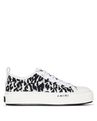 Sneakers basse di tela leopardate bianche e nere di Amiri