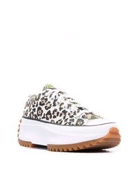Sneakers basse di tela leopardate bianche di Converse