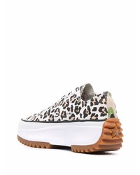 Sneakers basse di tela leopardate bianche di Converse