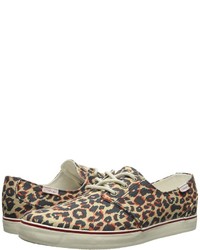 Sneakers basse di tela leopardate marrone chiaro